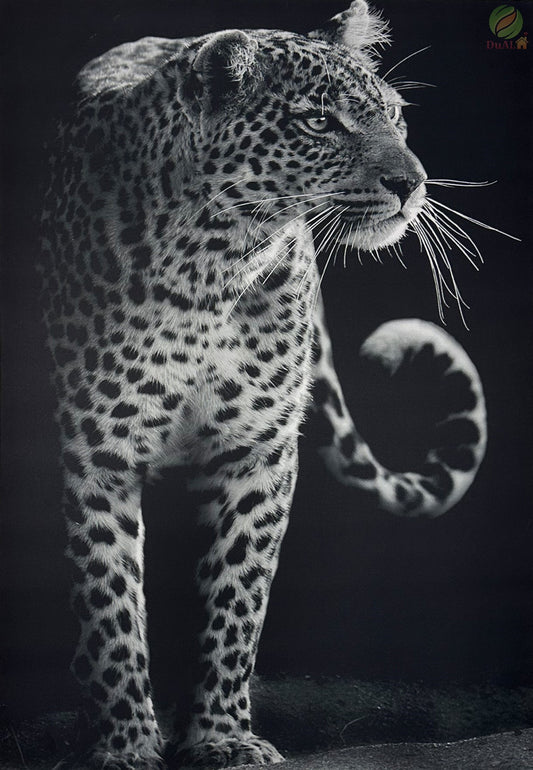 Tablou Canvas cu led, Leopard, Gri