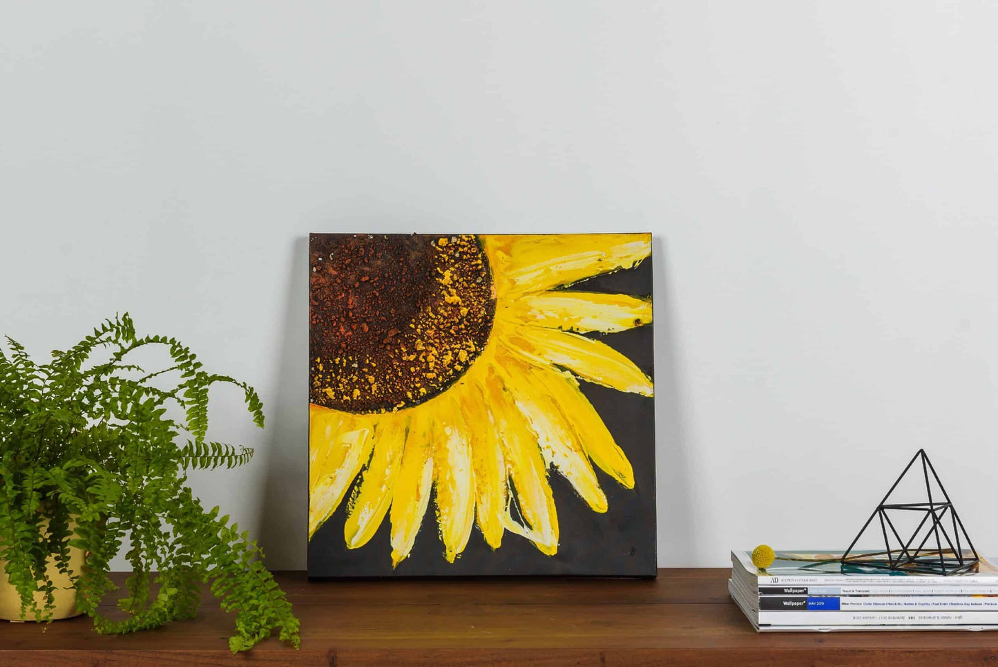 Tablou Pictat Manual Floarea Soarelui B, 40x40 cm